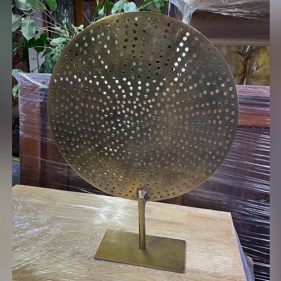 Crate & Barrel Brass Circle on Stand Decorative Sculpture - Picture 3 of 3